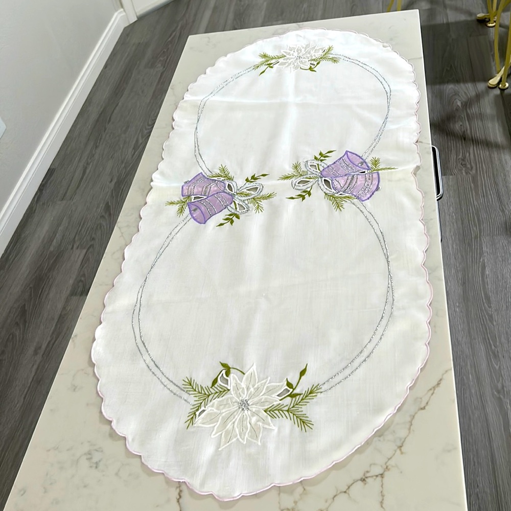 Bells & Poinsettia Table Runner